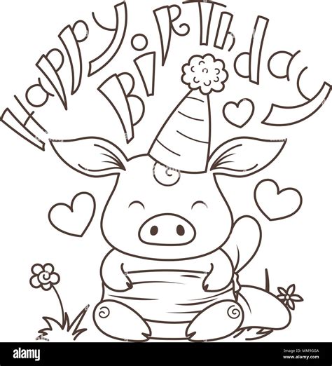 Coloring And Drawing Piglet Birthday Coloring Pages