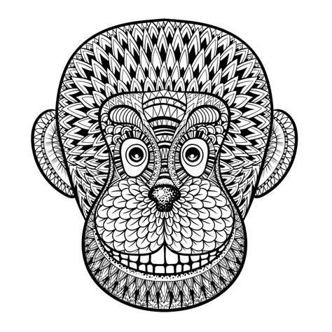 Coloring Pages With Head Of Monkey Gorilla Zentangle Illustration For