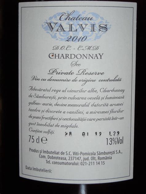 Chateau Valvis Chardonnay Sec Oenolog