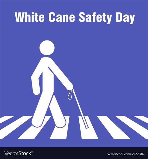 White Cane Day Man Cross Royalty Free Vector Image