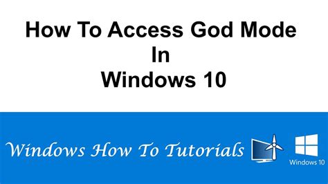 How To Access God Mode In Windows 10 Youtube