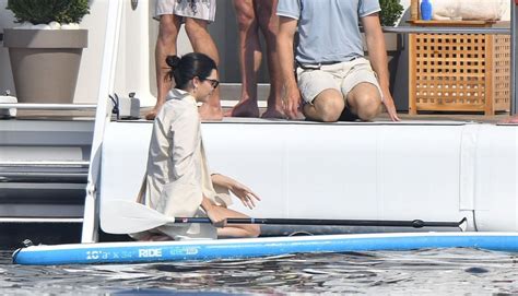 Kourtney Kardashian And Kendall Jenner In Bikinis On A Yacht In Antibes