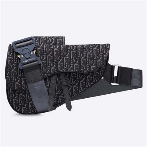 Dior Unisex Saddle Bag Gray Dior Oblique Jacquard Grained Calfskin Lulux