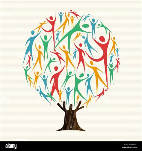 Tree made of diverse people silhouettes. Concept illustration for ...
