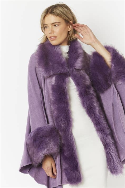 Purple Luxury Faux Fur Fine Knitted Coat Jayley