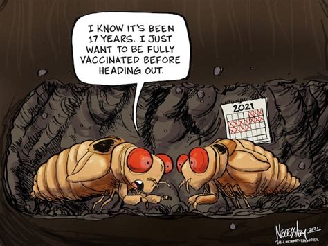 Vaccinated Cicadas Editorial Cartoon Digital Print Etsy