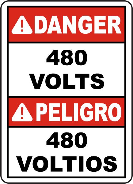 Bilingual Danger 480 Volts Sign E3375bi By