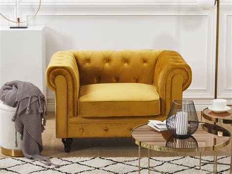 We did not find results for: Velvet Armchair Yellow CHESTERFIELD | Beliani.co.uk