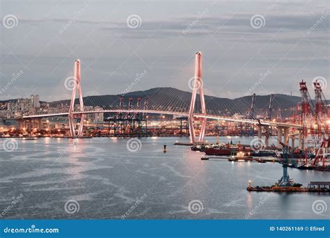 Busan Harbor Bridge And The Port Of Busan South Korea Stock Image