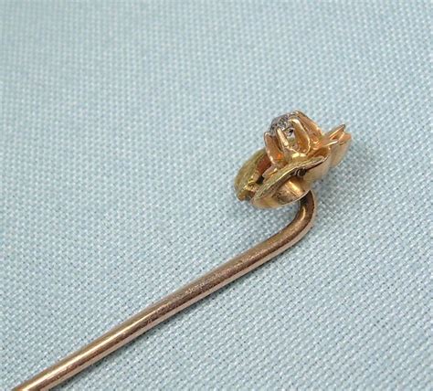 14k Gold Diamond Stick Pin Vintage Solid 14kt 585 Au Designer Etsy Uk
