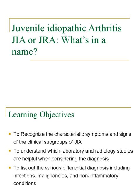 Juvenile Idiopathic Arthritis Jia Or Jra Whats In A Name Pdf