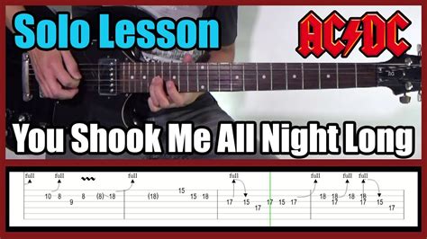 Acdc You Shook Me All Night Long Solo Lesson With Tabs Normal And Slow