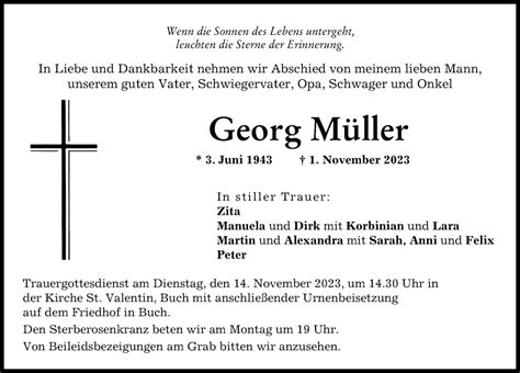 Traueranzeigen von Georg Müller Augsburger Allgemeine Zeitung