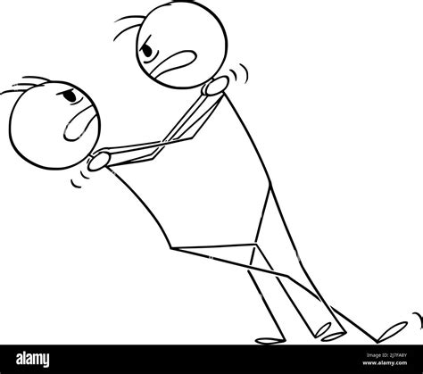 Two Men Or Persons Fighting And Arguing Vector Cartoon Stick Figure