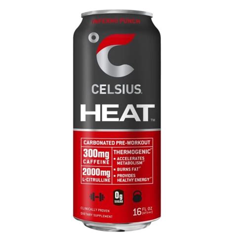 Celsius Heat Inferno Punch Performance Energy Drink Zero Sugar 16oz Can