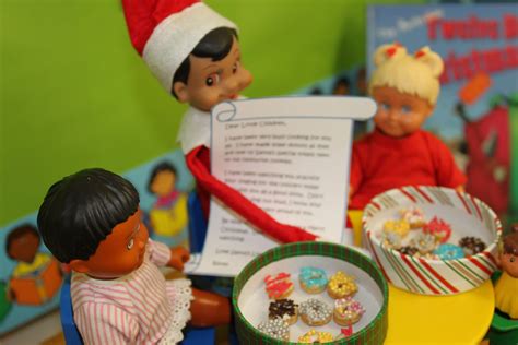 Blinky The Elf Having A Party With Friends And Eating Donuts Shelf Elf
