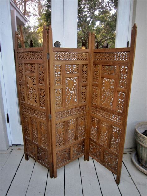 Vintage Wood Folding Screen Indian 70s Etsy