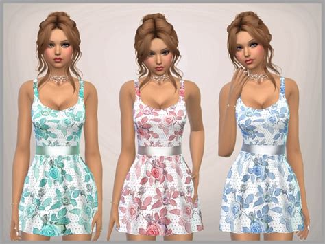 Floral Print Dress By Sweetdreamszzzzz At Tsr Sims 4 Updates