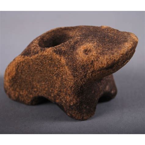 Native American Indian Artifact Sandstone Frog Effigy Pipe
