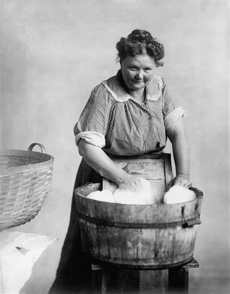 Woman Doing Laundry In Wooden Tub Photograph By Everett