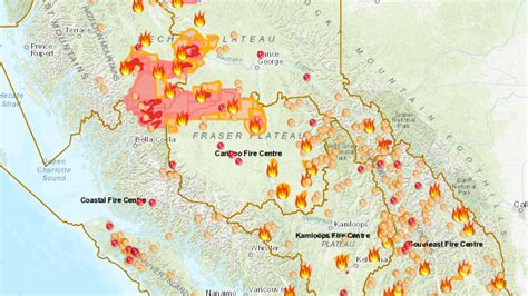 British Columbia Fires Map Map Of Us West