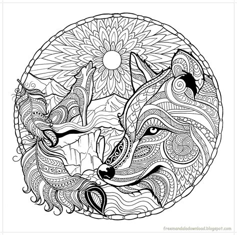 Malvorlagen Wolf-Mandala-hohe Qualität/Wolf mandala coloring page high