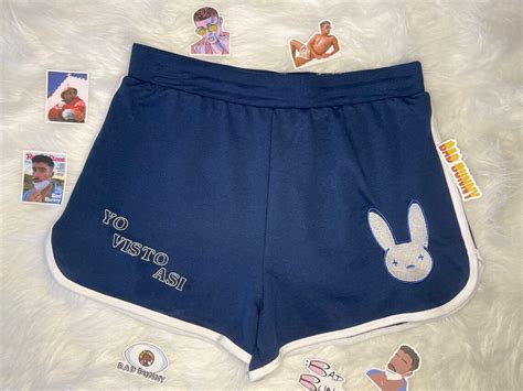 Yo Visto Asi Bad Bunny Shorts Embroidered Logos Etsy