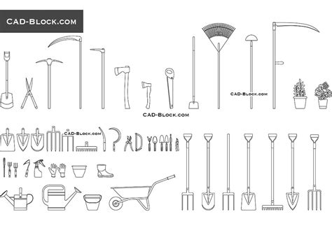 Download files in autocad, revit, sketchup and more. Garden Tools CAD block