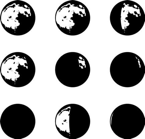 Transparent Background Moon Phases Vector Shining Flower On A Dark