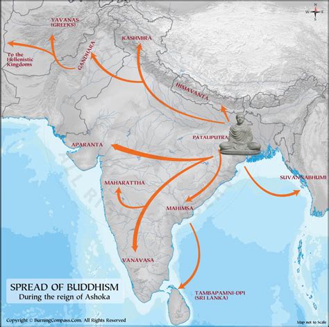 Buddhism Spread Map Spread Of Buddhism During Reign Of Ashoka