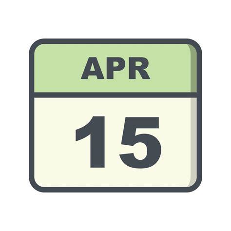 15 De Abril Fecha En Un Calendario De Un Solo Día 485960 Vector En Vecteezy