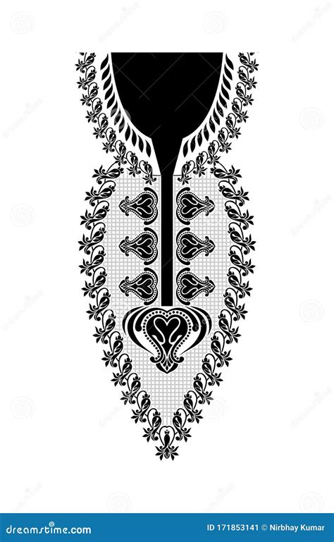 Vector Neck Line Baroque Embroidery Design For Blouses Stock Vector