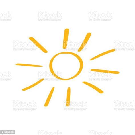 Hand Drawn Sun Vector Icon Sun Sketch Doodle Illustration Handdrawn