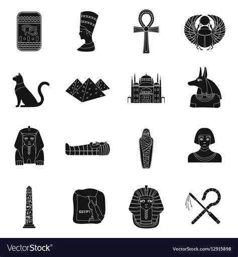 Ancient Egypt Set Icons In Black Style Big Vector Image