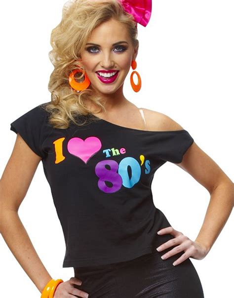 i love the 80 s shirt retro new wave womens fancy dress halloween costume m l