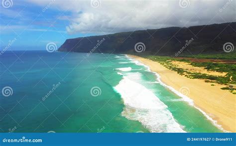 Hawaii Aerial Flying Hawaiian Coast Mountains Kauai Pacific Ocean