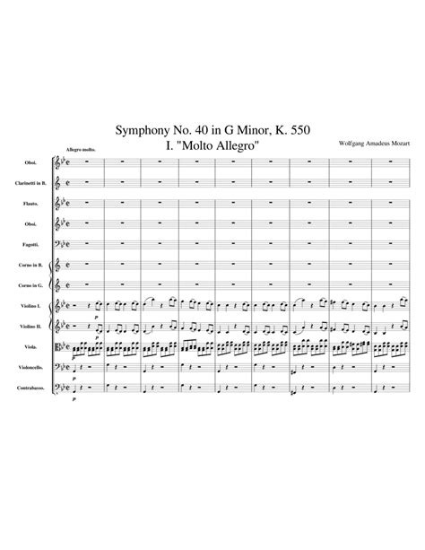 Mozart Symphony No 40 In G Minor K 550 I Molto Allegro Sheet Music