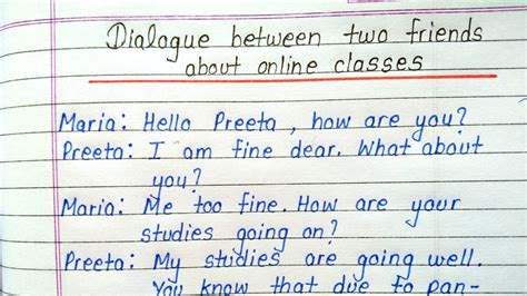 dialogue between two friends about online classes youtube