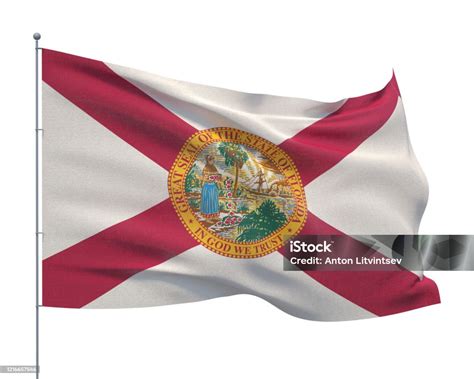 Foto De Bandeira Do Estado Da Flórida Bandeiras Dos Estados Unidos Isolado Na Ilustração 3d De