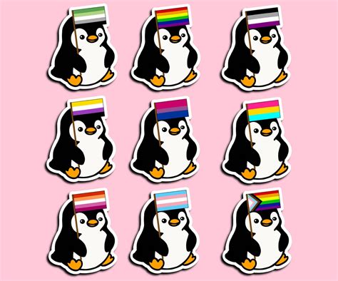 Penguin Sticker Pride Lgbtq Lgbtqia Rainbow Animal Etsy
