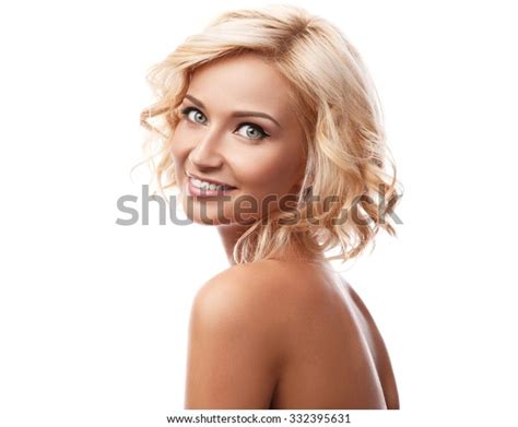 Beautiful Blonde Girl On White Background Stock Photo 332395631
