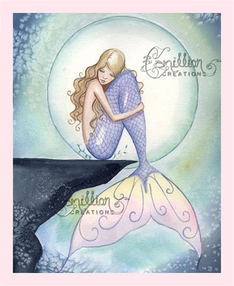 Mermaid In The Moon Light Print From By Camillioncreations On Etsy