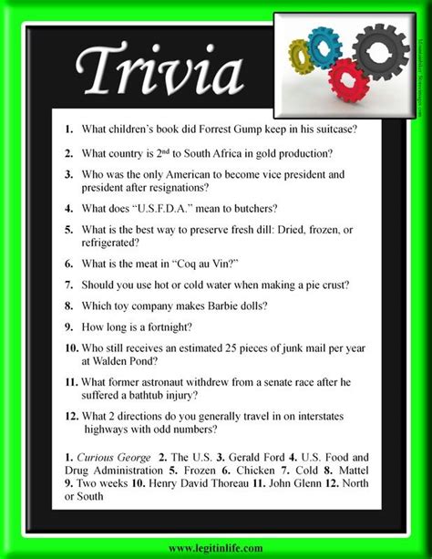 Printable Trivia Questions With Answers 9 Best Images Of Printable