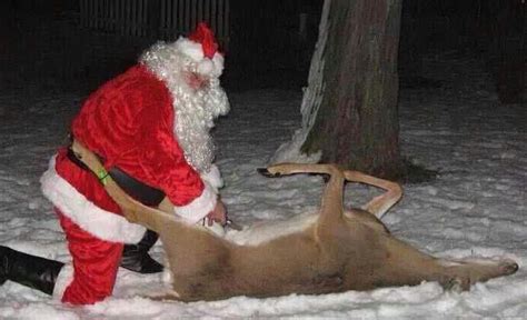 Santa Gutting Gralloch Deer Creepy Christmas Hunting Humor Bad Santa