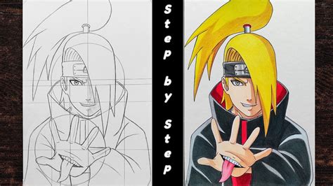 How To Draw Deidara Step By Step Tutorial For Beginners Naruto Shippuden Youtube
