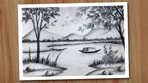Landscape Pencil Sketches Of Nature Scenery Draw Hub