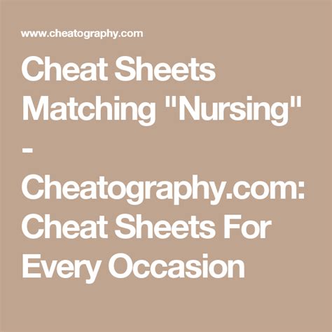 Cheat Sheets Matching Nursing Cheat Sheets For