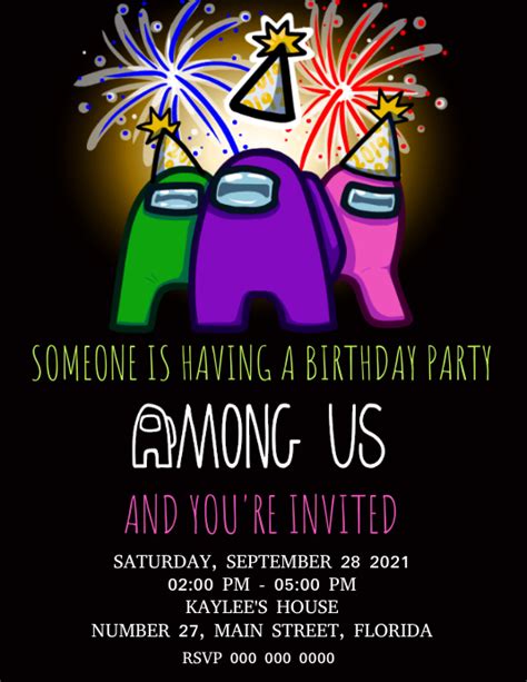 Among Us Birthday Party Invitation Template Postermywall