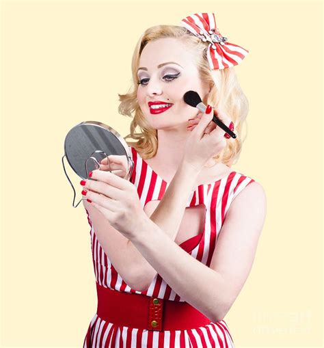 Retro Pin Up Woman Doing Beauty Make Up Photograph By Jorgo Photography