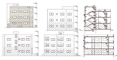 3 Storey Apartment Building Section And Elevation Drawing Artofit